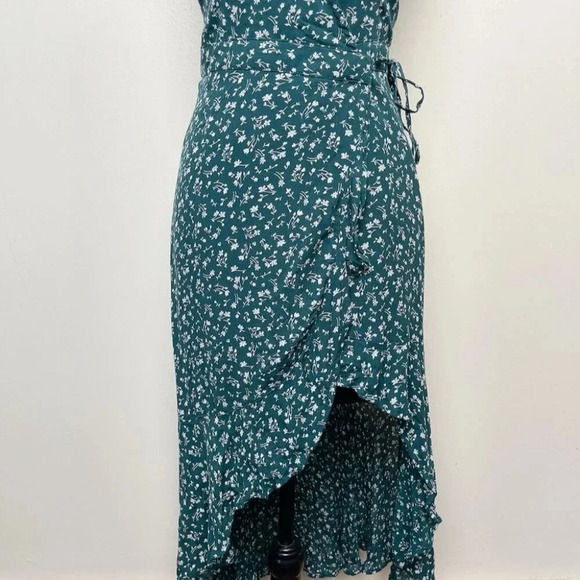 Abercrombie & Fitch Womens  Xsmall Green Ditsy Floral Wrap Dress - Picture 8 of 13